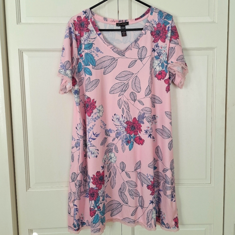 Nanette Lepore floral nightgown with lace trim